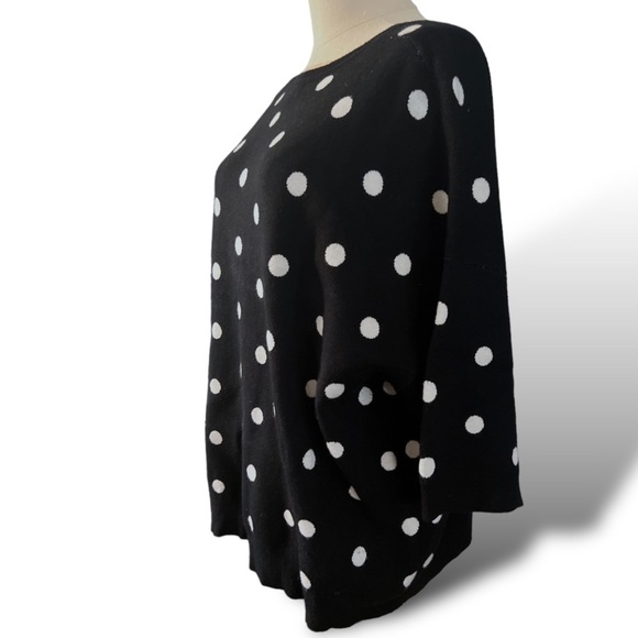 VICTOR GLEMAUD Knit Black/White Polka Dots SS Sweater Size 1X New Never … - Picture 2 of 7